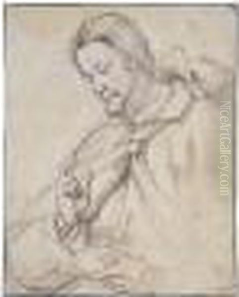 Study Of Christ Blessing The Bread For The Supper At Emmaus by Santi Di Tito