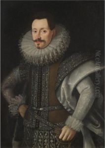 Portrait Of A Nobleman, Half Length, Wearing A Brown And Silver Tunic by Tiberio di Tito