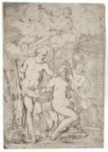 Saturn, Venus, Cupid And Psyche by Giuseppe Diamantini