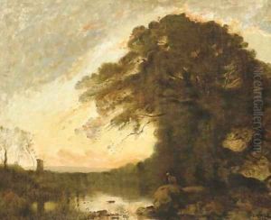 Souvenir d'Italie, soleil couchant by Jean-Baptiste-Camille Corot