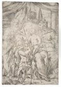 The Holy Family With St. Elisabeth And St. John Thebaptist by Giuseppe Diamantini