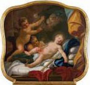 Il Bambino Gesu Addormentato E Circondato Da Putti by Giacinto Diano