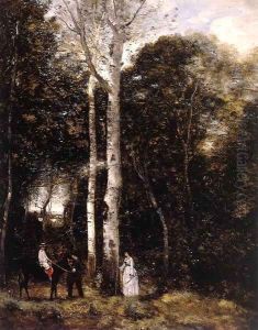 Promenade in the Parc des Lions at Port-Marly by Jean-Baptiste-Camille Corot