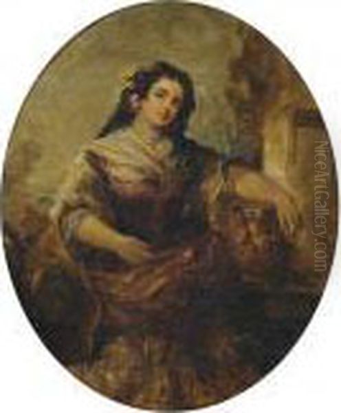 Portrait Of A Young Girl At A Well - view 1