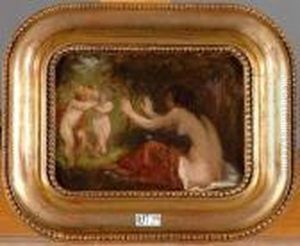 Baigneuse Et Deux Putti by Narcisse Virgilio Diaz De La Pena