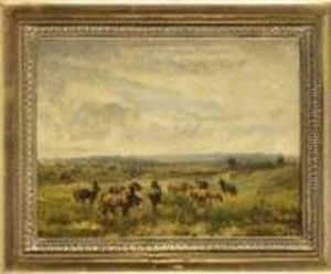 Chevaux Au Paturage by Narcisse Virgilio Diaz De La Pena