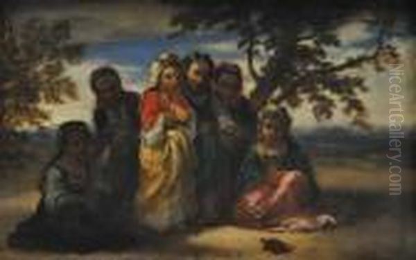 Six Petites Filles Mauresques Regardant Une Tortue - view 1