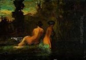 Nymphes Au Bord De La Riviere by Narcisse Virgilio Diaz De La Pena