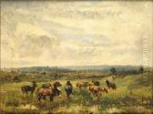 Chevaux Dans La Lande by Narcisse Virgilio Diaz De La Pena