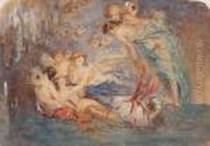 Venus Im Kreis Von Drei Nymphen by Narcisse Virgilio Diaz De La Pena