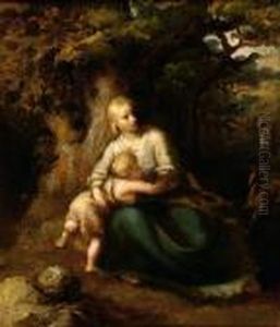 Mother And Child by Narcisse Virgilio Diaz De La Pena