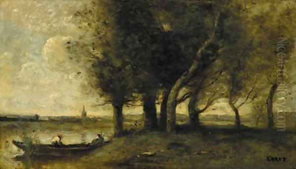 Barque a la Rive, au pied d'un groupe d'arbres - view 1