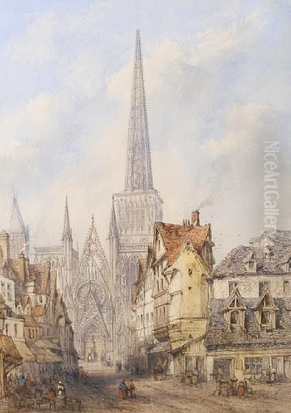 A Continental Town Scene - view 1
