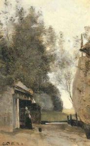 Environs d'Amsterdam, petite ferme des bords de l'Amstel by Jean-Baptiste-Camille Corot