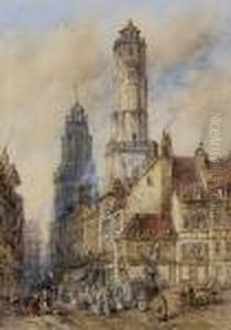French Town Scene With Religious Procession