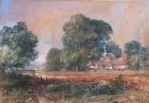 Country Scene With Cottages by Thomas Colman Dibdin
