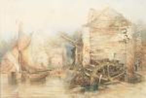A Ferryboat By A Watermill