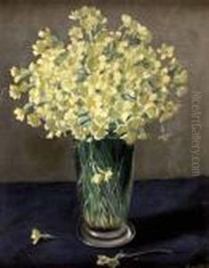 Schlusselblumenstraus In Glasvase by Xaver Frantisek Diblik