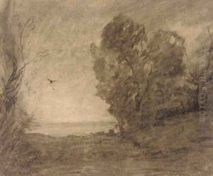 L'oiseau du soir by Jean-Baptiste-Camille Corot