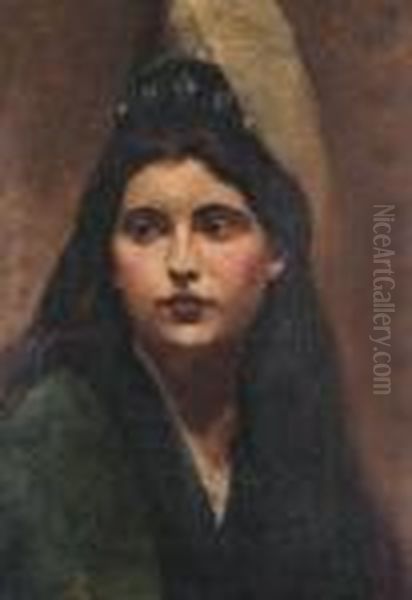 A Lady In Medieval Dress. - view 1