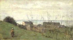 Le Treport, maison dominant la mer by Jean-Baptiste-Camille Corot
