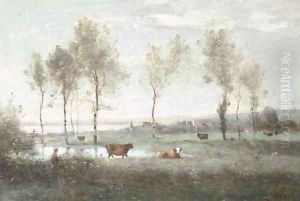 Paturage dans les marais (Souvenir des environs d'Amiens) by Jean-Baptiste-Camille Corot