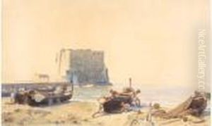 Pecheurs Napolitains Devant Le Chateau De L'oeuf by Jules Didier
