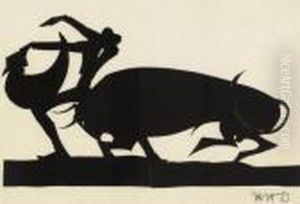 Matador And Bull. by William Hunt Diederich