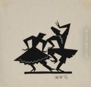 Two Cut Paper Silhouettes. by William Hunt Diederich