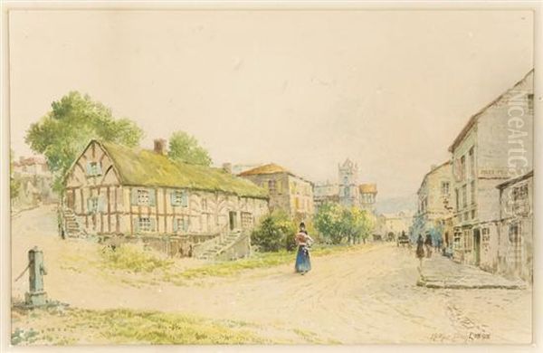 Village Street Scene With Woman Inblue. - view 1