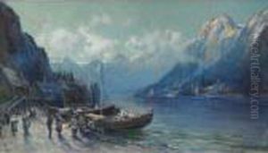 Fishermen In A Fjord by Arthur Vidal Diehl