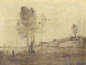 L'Etang aux deux arbres by Jean-Baptiste-Camille Corot