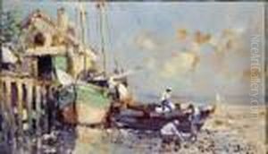 Wharf At Low Tide by Arthur Vidal Diehl