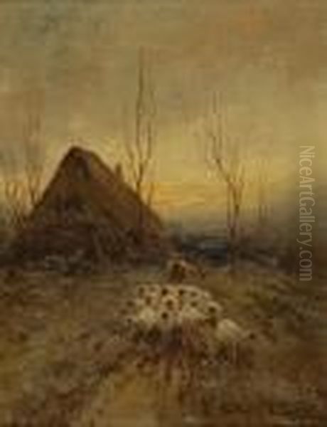 A Shepherd With His Flock - view 1