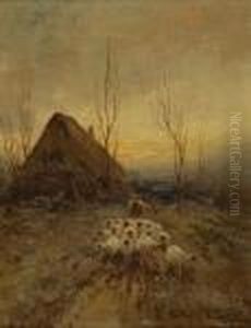 A Shepherd With His Flock by Arthur Vidal Diehl