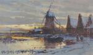 Windmills At Sunset by Arthur Vidal Diehl