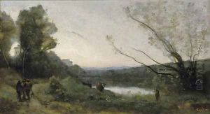Rives d'un etang by Jean-Baptiste-Camille Corot