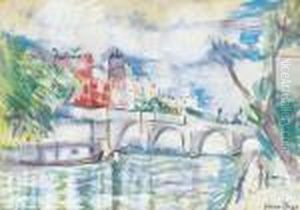 The Bank Of The Seine In Paris by Rudolf Diener-Denes