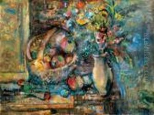 Still Life With A Fruit Basket by Rudolf Diener-Denes