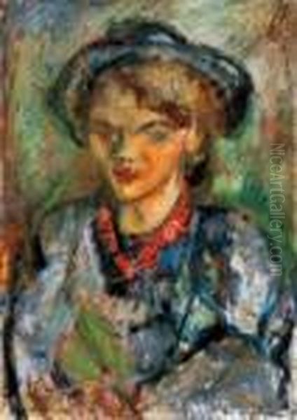 Bela Czobel's Wife In Blue Hat (maria Modok) - view 1