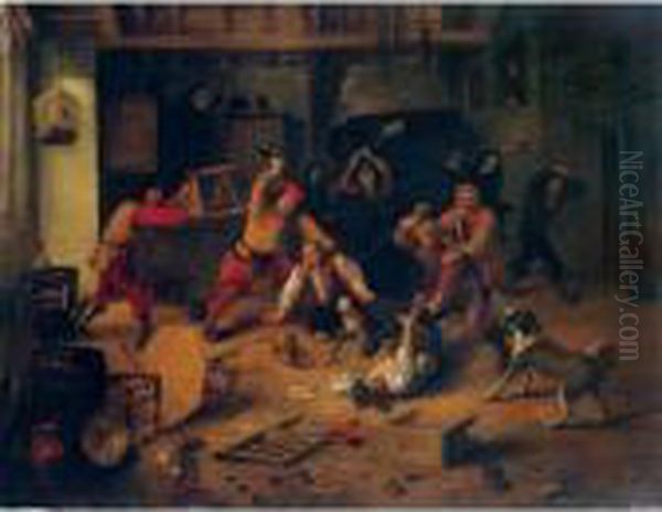 Peasants Brawling In An Inn - view 1