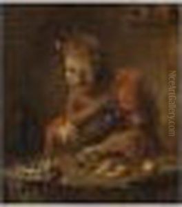 A Man Drinking And Eating by Abraham Diepraam