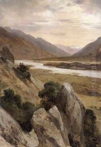 Mountainous Landscape with a Torrent 1840 by Alexandre Calame