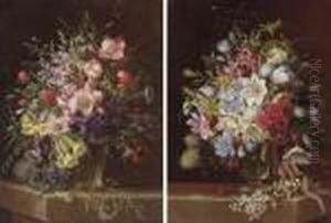 Floral Still Life: A Pair Of Works by Adelheid Dietrich
