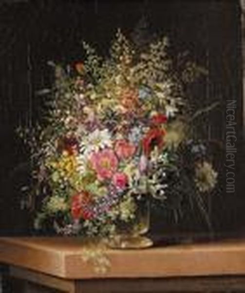 Wild Flowers In A Glass Vase - view 1