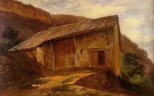 A Farm House On The Side Of A Mountain by Alexandre Calame