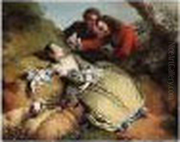 Young Men Waking A Sleeping Shepherdess - view 1