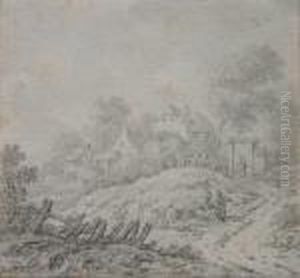 Landschaft Mit Anwesen, Im Vordergrund Mit Zwei Sitzenden Personen by Johann Christoph Dietzsch