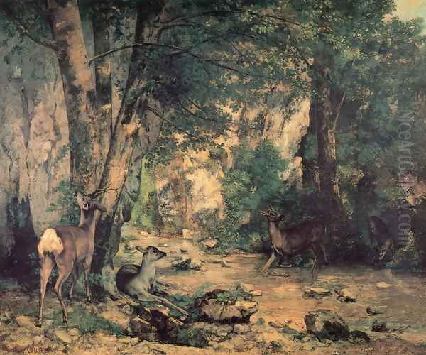 A Thicket of Deer at the Stream of Plaisir-Fountaine - view 1