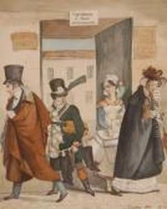 Caricature Study Figures By A Door Way